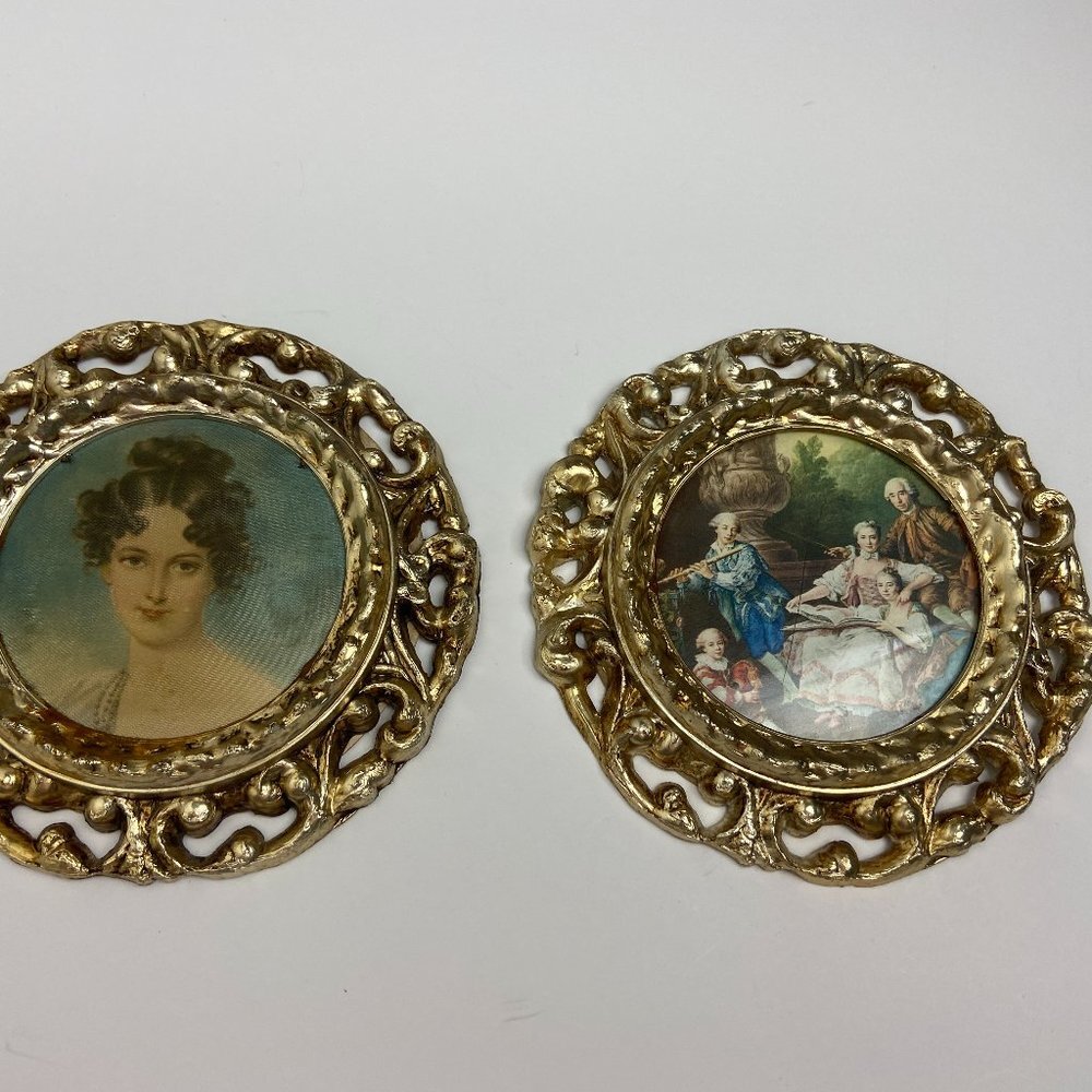 Vintage Wall Decor Victorian era  Set 2pc Made in Italy